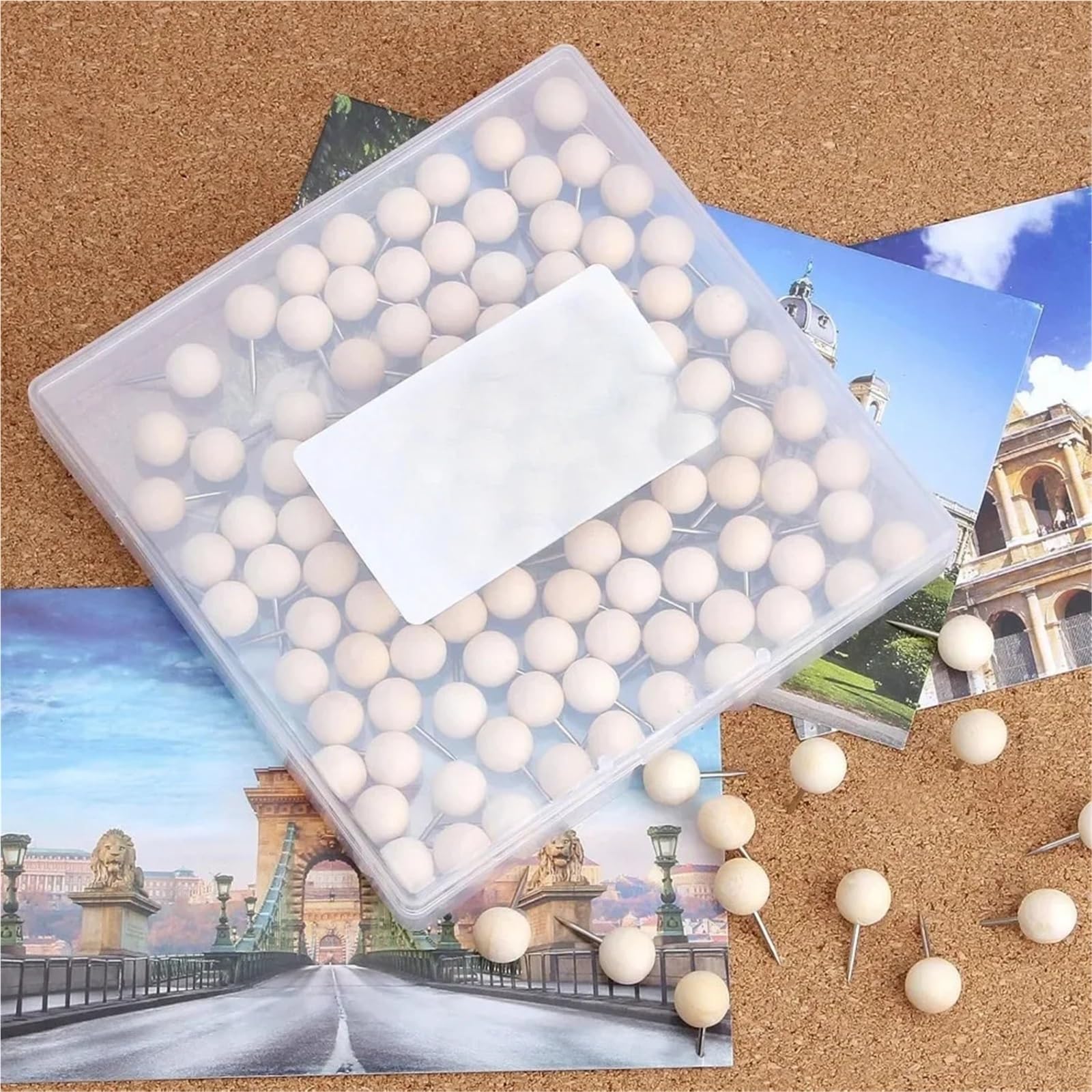 120 chinchetas decorativas de madera para tablones de anuncios para tablones de anuncios, tablón de anuncios, mapas, tablones de anuncios (120 pines estándar)