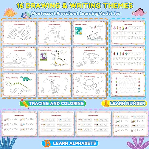 Miniatura 4 de Actividades de aprendizaje preescolar para niños pequeños, Montessori 32 temas, libro de dinosaurios ocupado para niños pequeños de 1-3, 2-6,