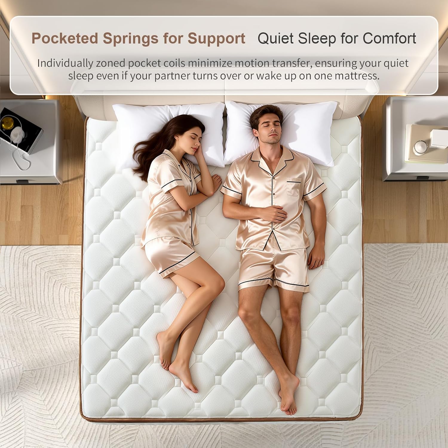 Queen Size Mattress 12 Inch, Hybrid Mattresses in a Box, Medium Firm Individual Pocket Springs Fiberglass Free Breathable and Stress-Relieving CertiPUR-US 80" x 60" - Image 7