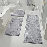 Vista 11 de Pauwer Juego de alfombras de baño de 3 piezas con contorno en forma de U, tapete de baño de microfibra absorbente de felpa antideslizante, lavable a