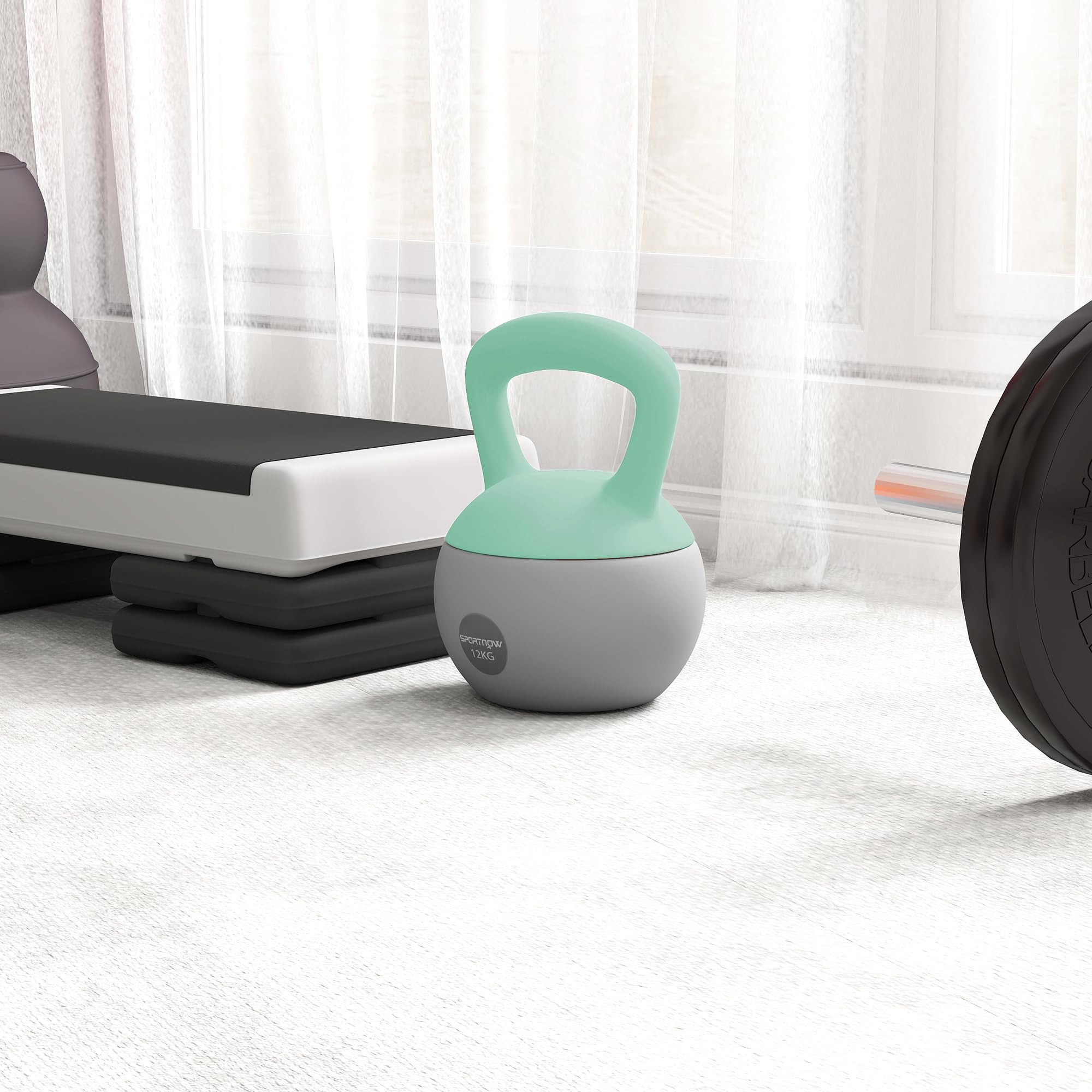 SPORTNOW Kettlebell 6/8/10/12kg - Collaborazione Aosom.fr x FFHandball - Manubrio con impugnatura antiscivolo per fitness allenamento cardio