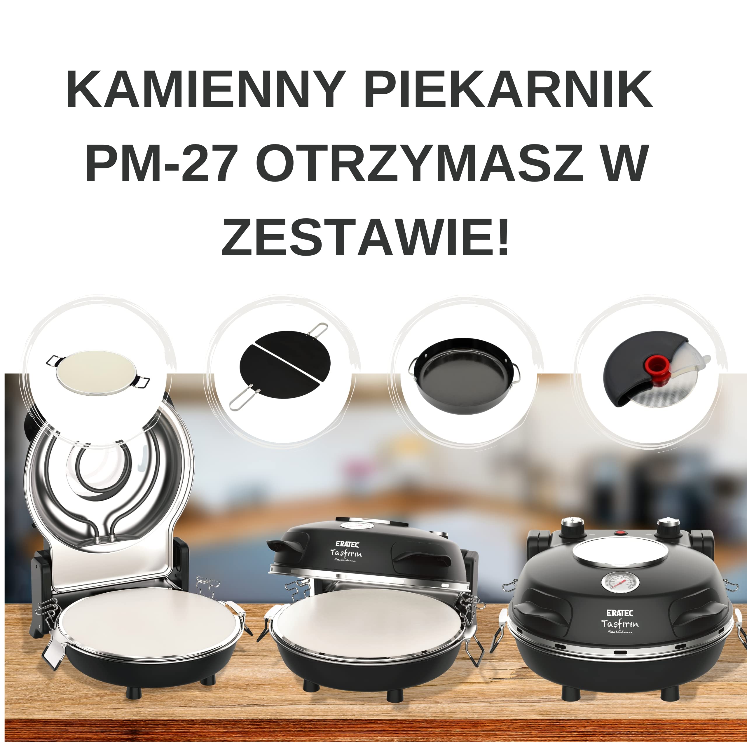 Eratec Tasfirin Elektryczny Piec do Pizzy, Czarny, 1 l