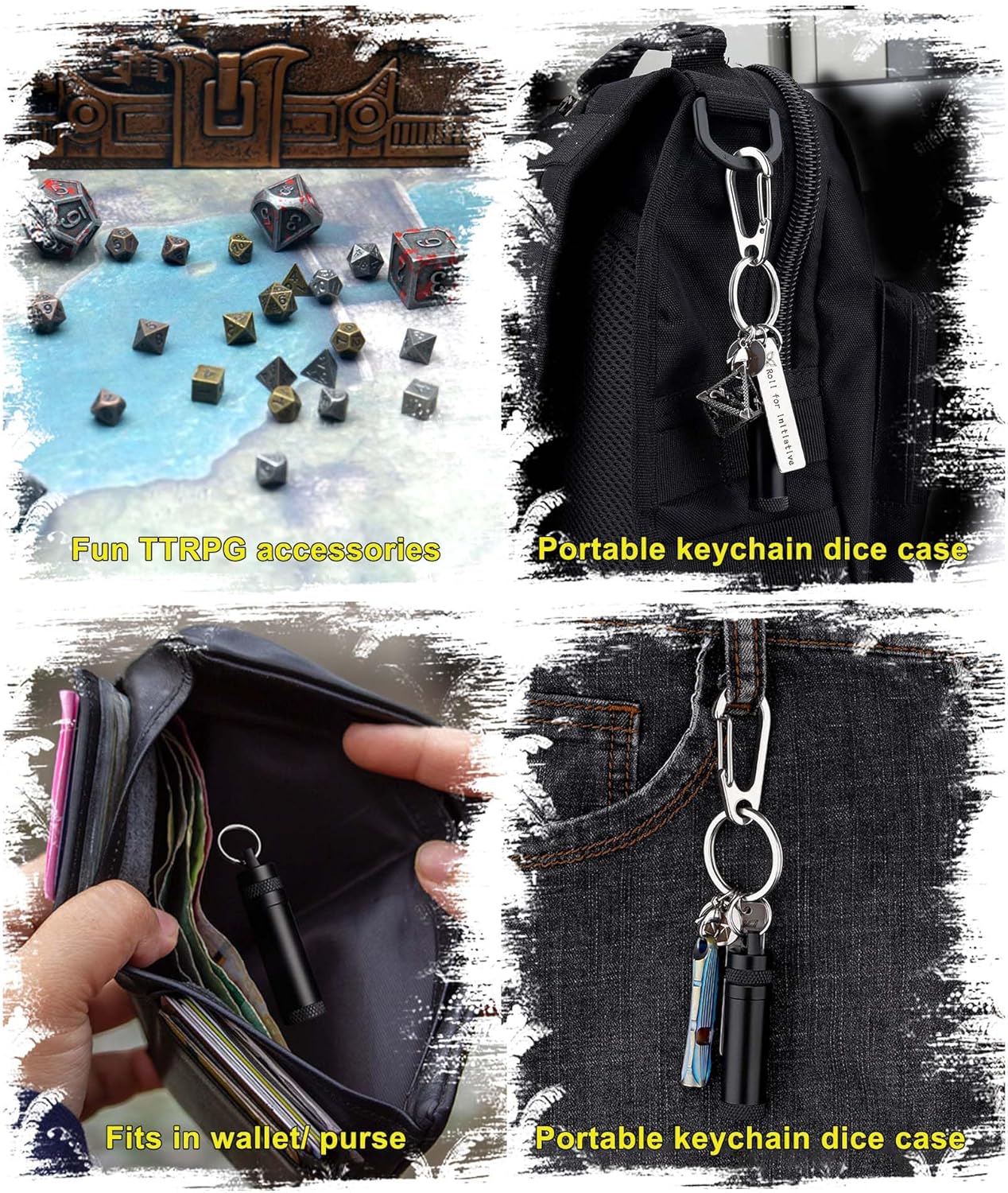 Haxtec Mini Dice Set Tiny Small Metal DND Dice Keychain Dice Case Compatible with Dungeons & Dragons Gift Stocking Stuffers