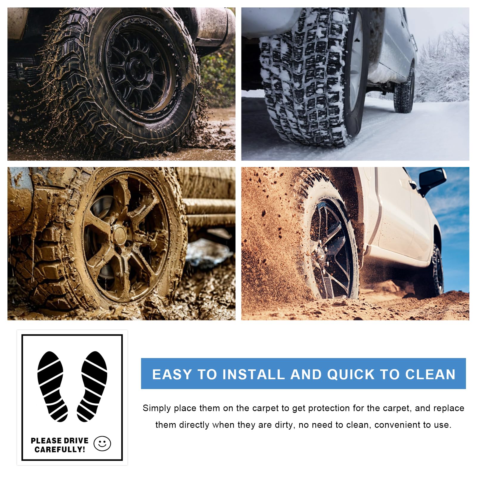 50 PCS Paper Car Floor Mats 15 19 Disposable Waterproof Car Floor Protector with Footprint Words Temporary Foot — view 6