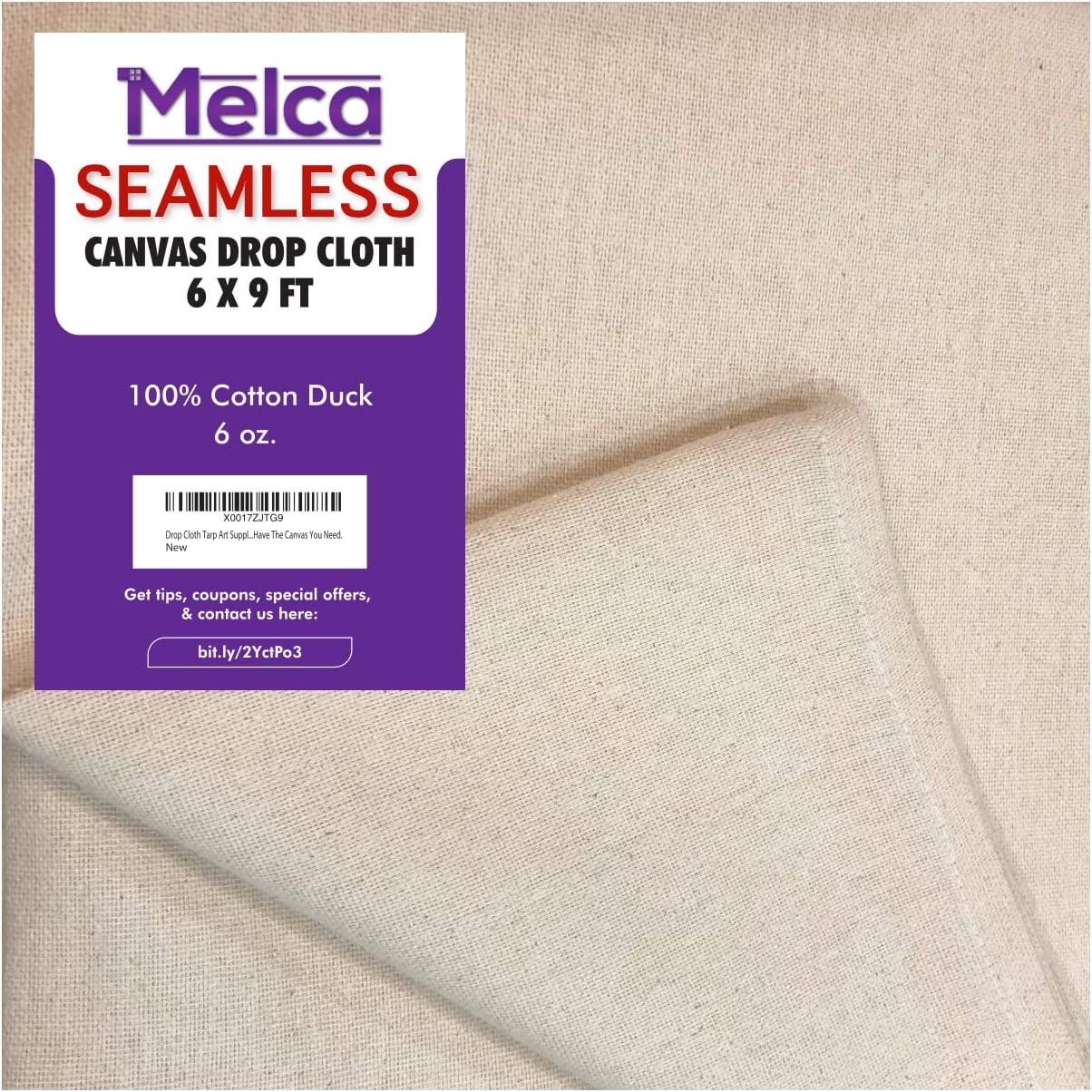 Canvas Drop Cloth Tarp 6x9 - (2 Pack) 100% Cotton, Seams Only On The Edges - Great for Farmhouse Curtains or Backdrop