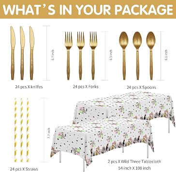 APOWBLS Young Wild And Three Decorations Girl, Safari 3rd Birthday Supplies
