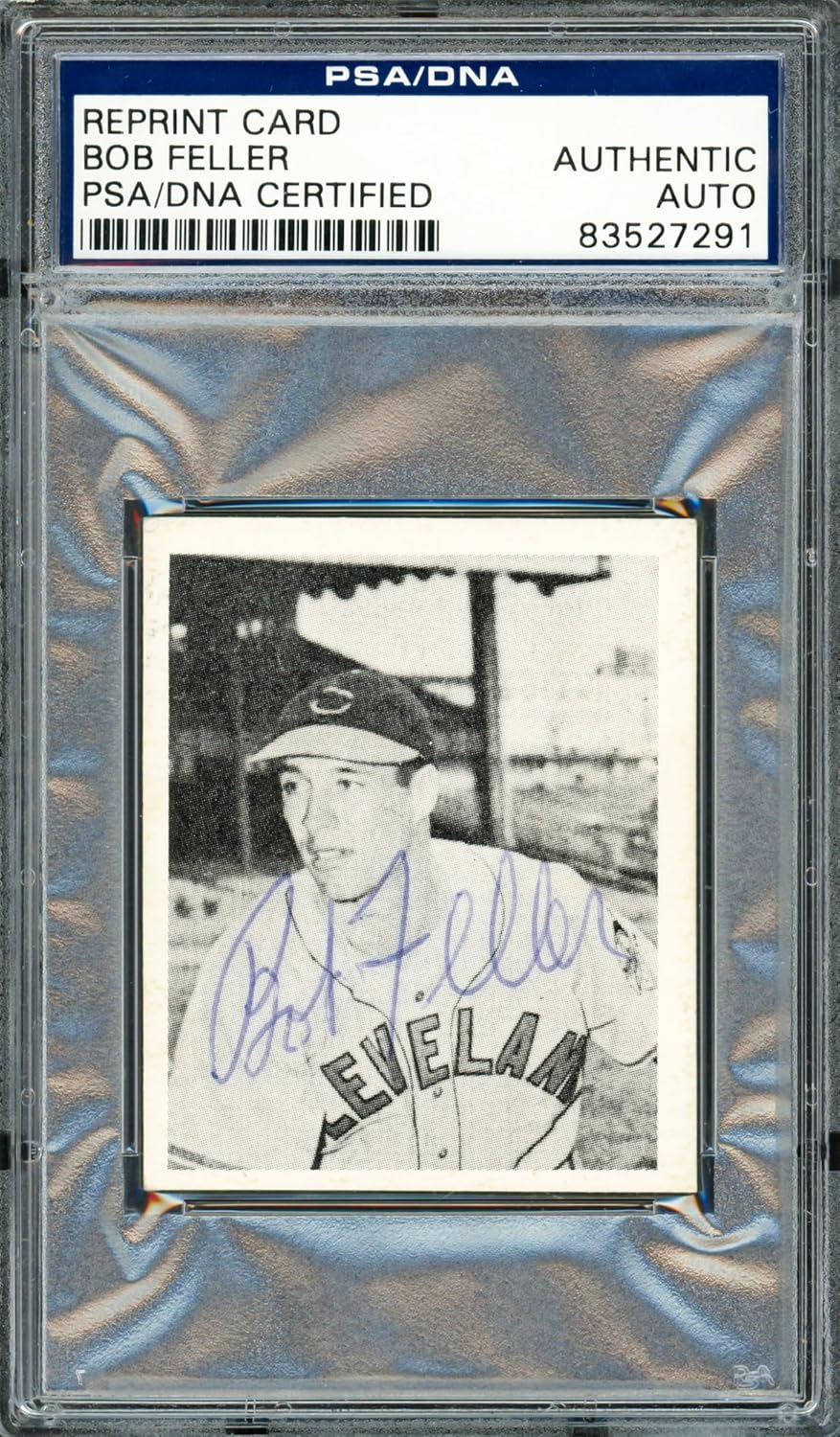 Bob Feller Autographed 1978 Reprint 1948 Bowman Baseball Card #5 PSA/DNA #83527291