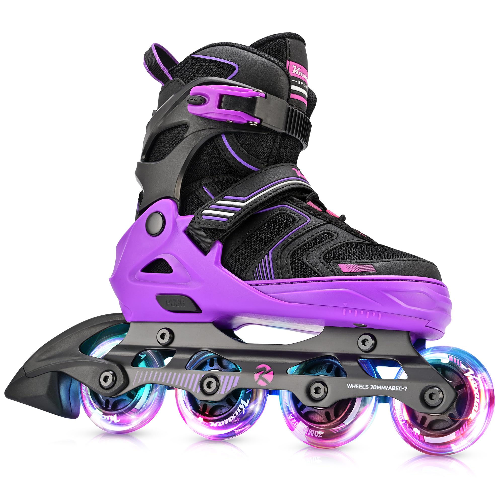 Kuxuan Skates Adjustable Inline Skates for Boys Girls, Kids Roller Skates Ages 4-12 with Light Up Wheels, Teen Skates for Beginner Women