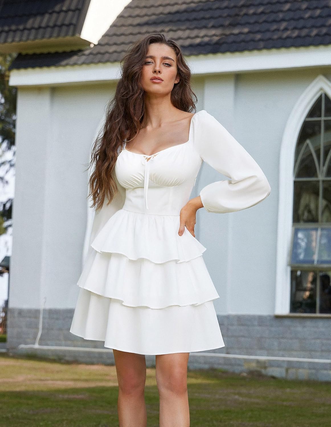 Scarlet Darkness Renaissance Dress for Women Off Shoulder Long Sleeve Medieval Corset Dresses - Image 2