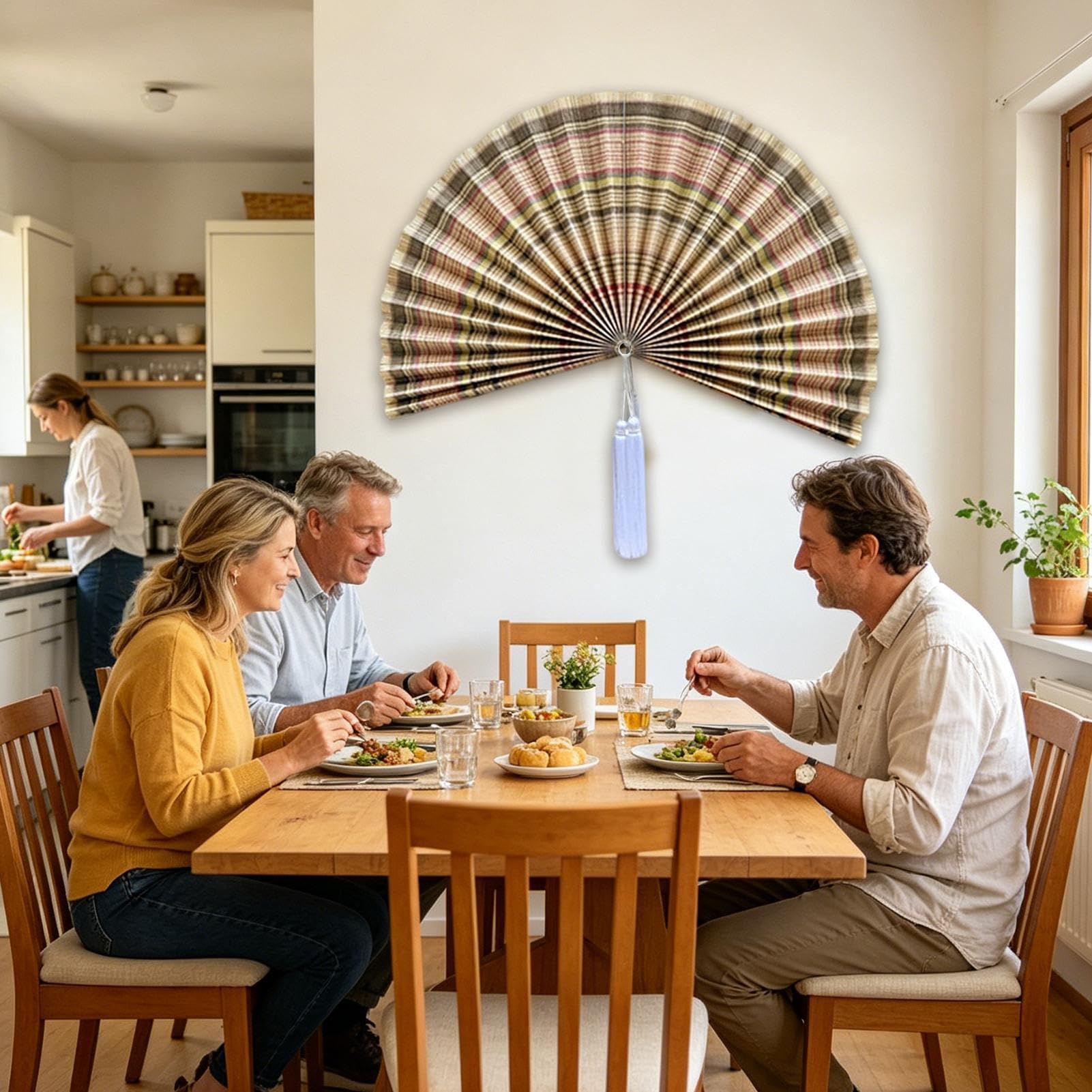 ChumDecor Fächer-Wanddekoration, japanische chinesische Wandfächer-Dekoration, Boho-Kopfteil zum Aufhängen, dekorativer Faltfächer für Zuhause, Wohnzimmer, über dem Bett, Schlafsaal