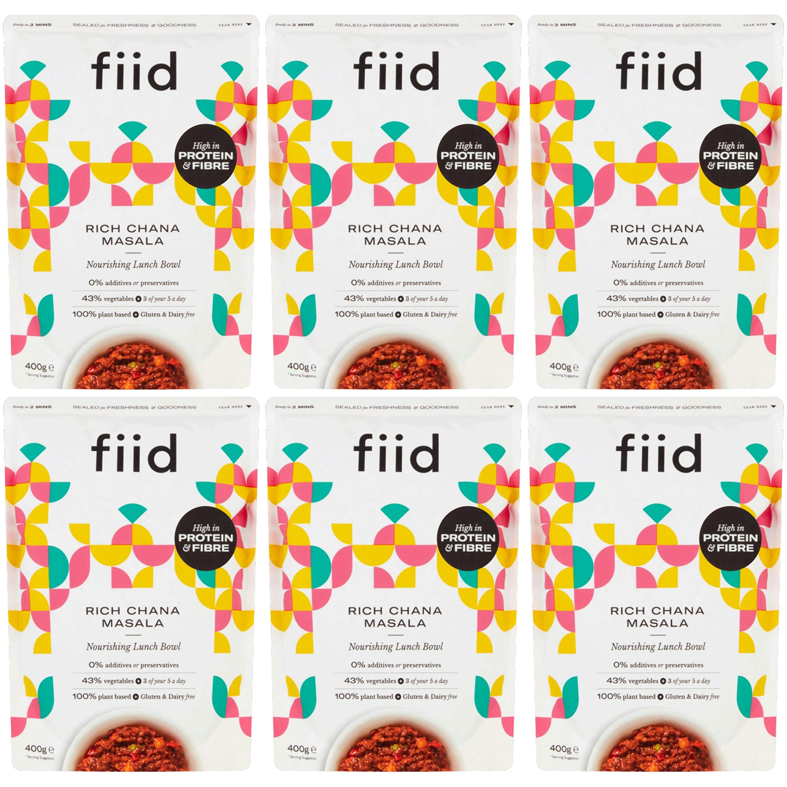 Buy Fiid Vegan Ready Meals - 6 x 400g Pouches - Rich Indian Chana ...