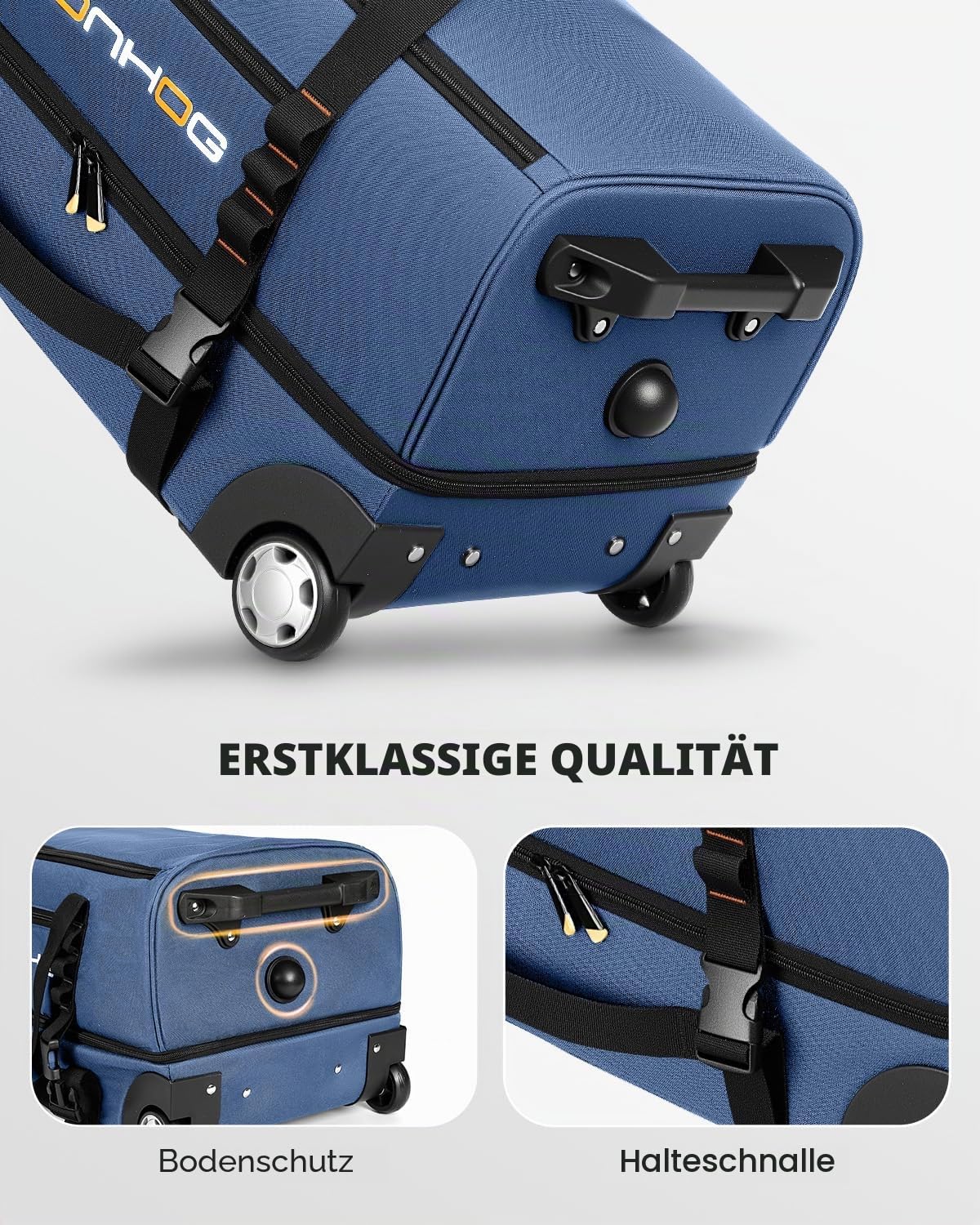 Ponhog Reisetasche mit Rollen - Trolley Sporttasche, Rolltasche mit Schuhfach und Wasserabweisend für Reisen, Fitness, Übernachtung, Ausflug, Wochenendausflug