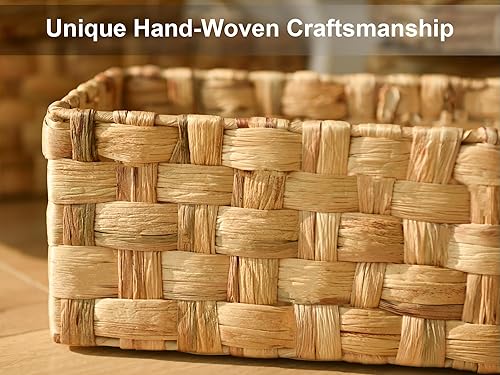 Miniatura 3 de StorageWorks Almacenamiento de papel higiénico de 3 secciones, cestas de mimbre para baño, tejidas a mano con cestas de almacenamiento de jacinto de