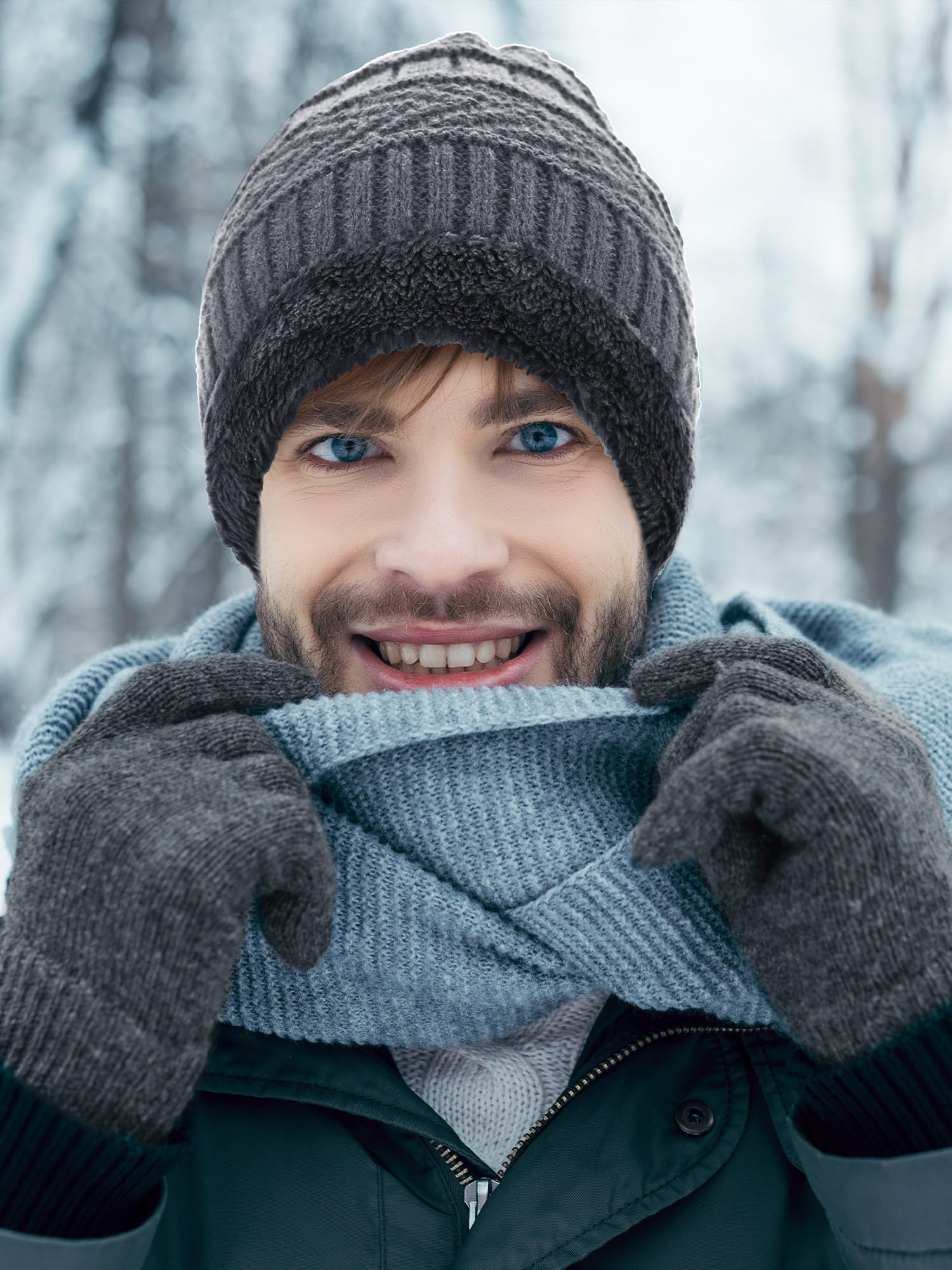 Toulite Wintermützen, Handschuhe, Schals, Socken, Set, mit Fleece gefüttert, Beanie-Mützen, Halstuch, für Damen und Herren, 48-teilig