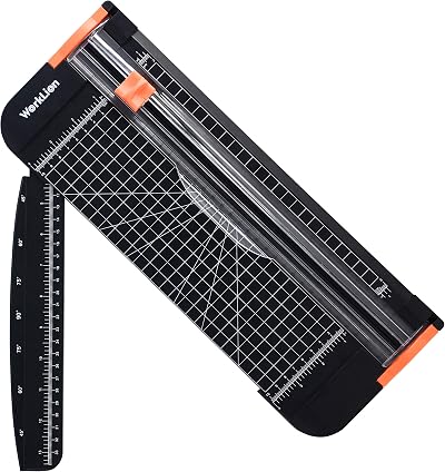 WORKLION Paper Cutter - A4 Paper Craft Cutter with Security Blade for Cut Gift Card, Coupon, Label, Cardstock, Photo, 12 inch Black Office Paper Trimmer