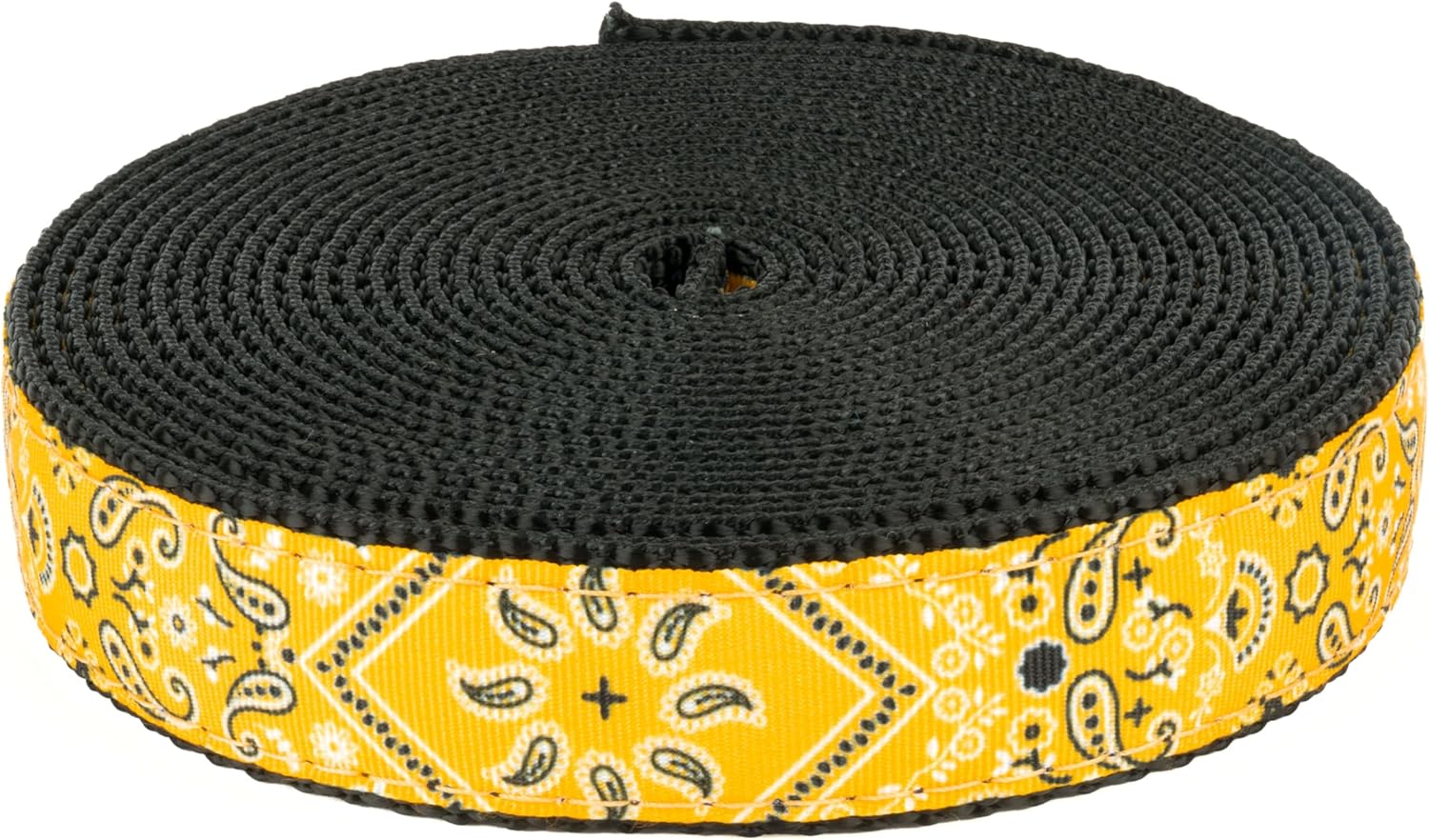 Country Brook Design - Yellow Bandana Ribbon on Black Nylon Webbing