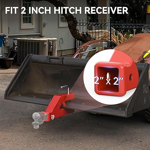 Miniatura 9 de YITAMOTOR Adaptador de montaje de bola con abrazadera en remolque de 2 pulgadas compatible con cubo Kubota Deere Bobcat