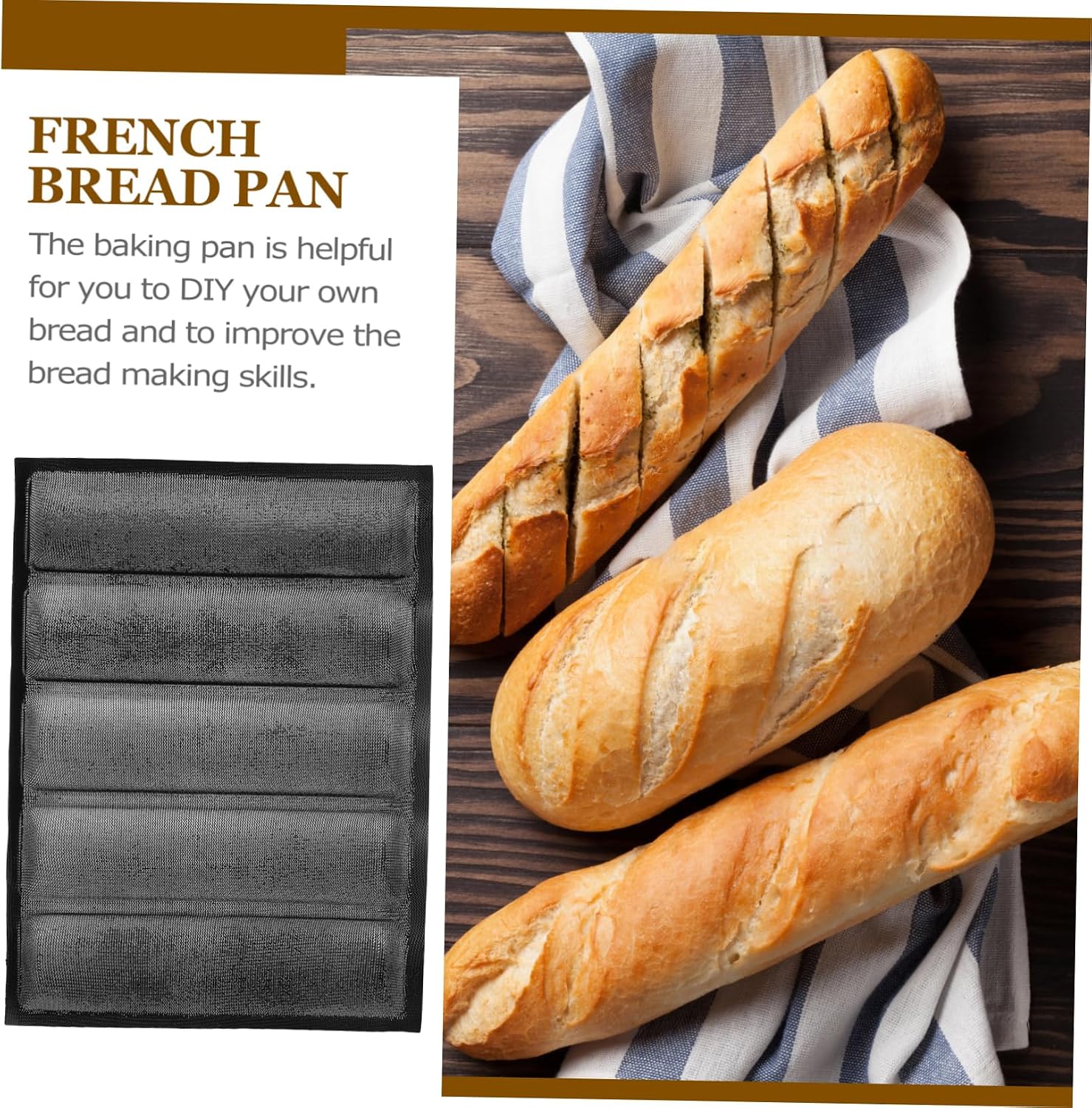 Zerodeko French Bread Silicone Loaf Pan Baking with Ventilated Design for Even Heating Easy Release and Cleaning for Home Professional Baking