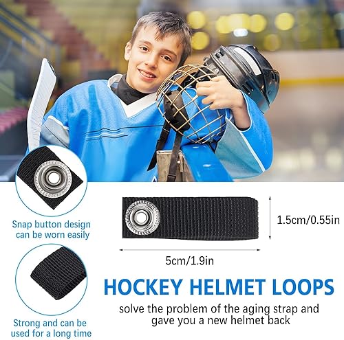 Miniatura 2 de Shappy Correa de barbilla desmontable para casco de hockey, correa de barbilla deportiva de hockey con accesorio de un solo broche de presión, negro