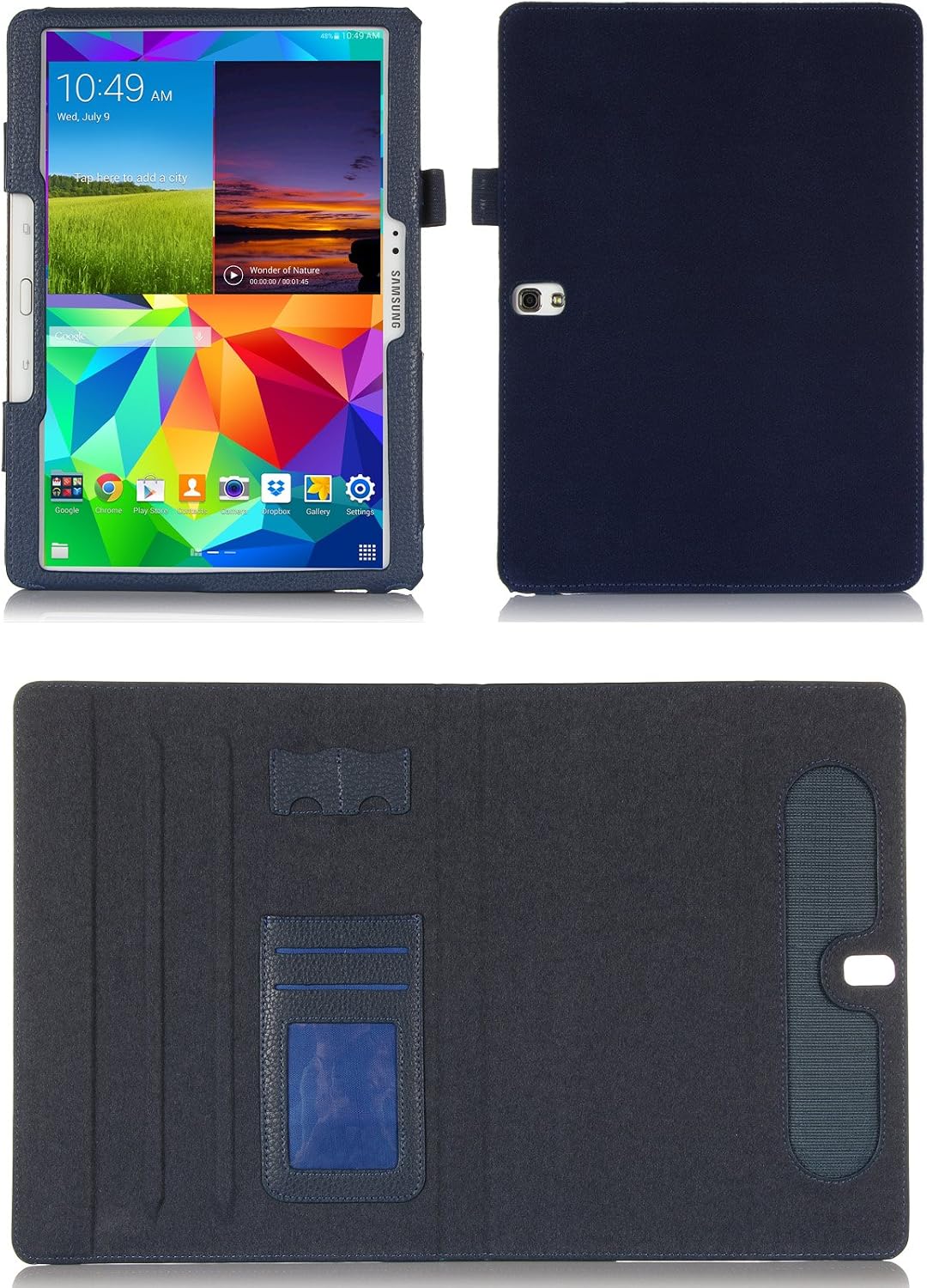roocase Samsung Galaxy Tab S 10.5 Case - Dual View Multi-Angle Stand 10.5-Inch 10.5" Tablet Cover - Navy (with Auto Wake/Sleep Smart Cover)