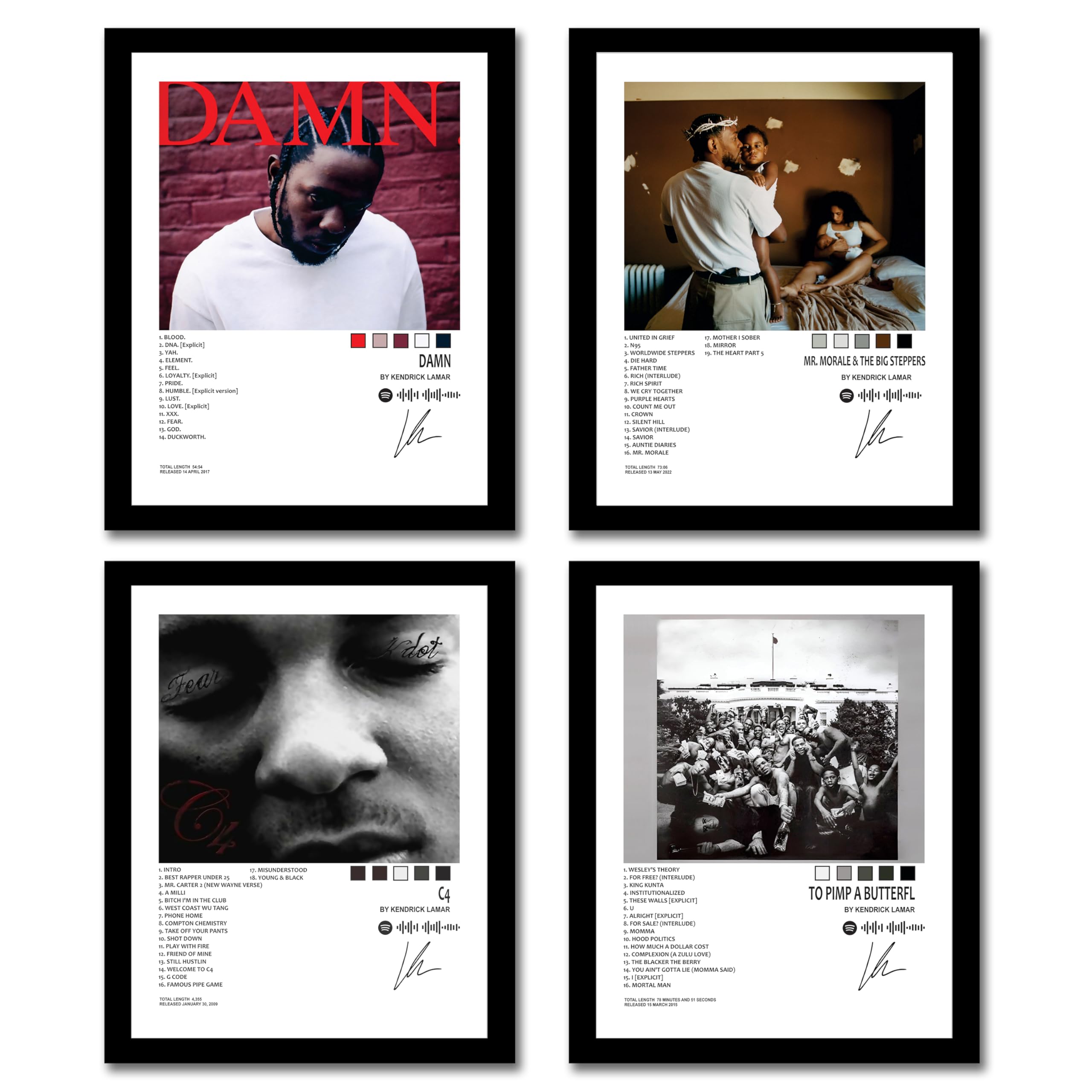 Kanye West Album Art Wall Posters - 4 Framed Prints -11