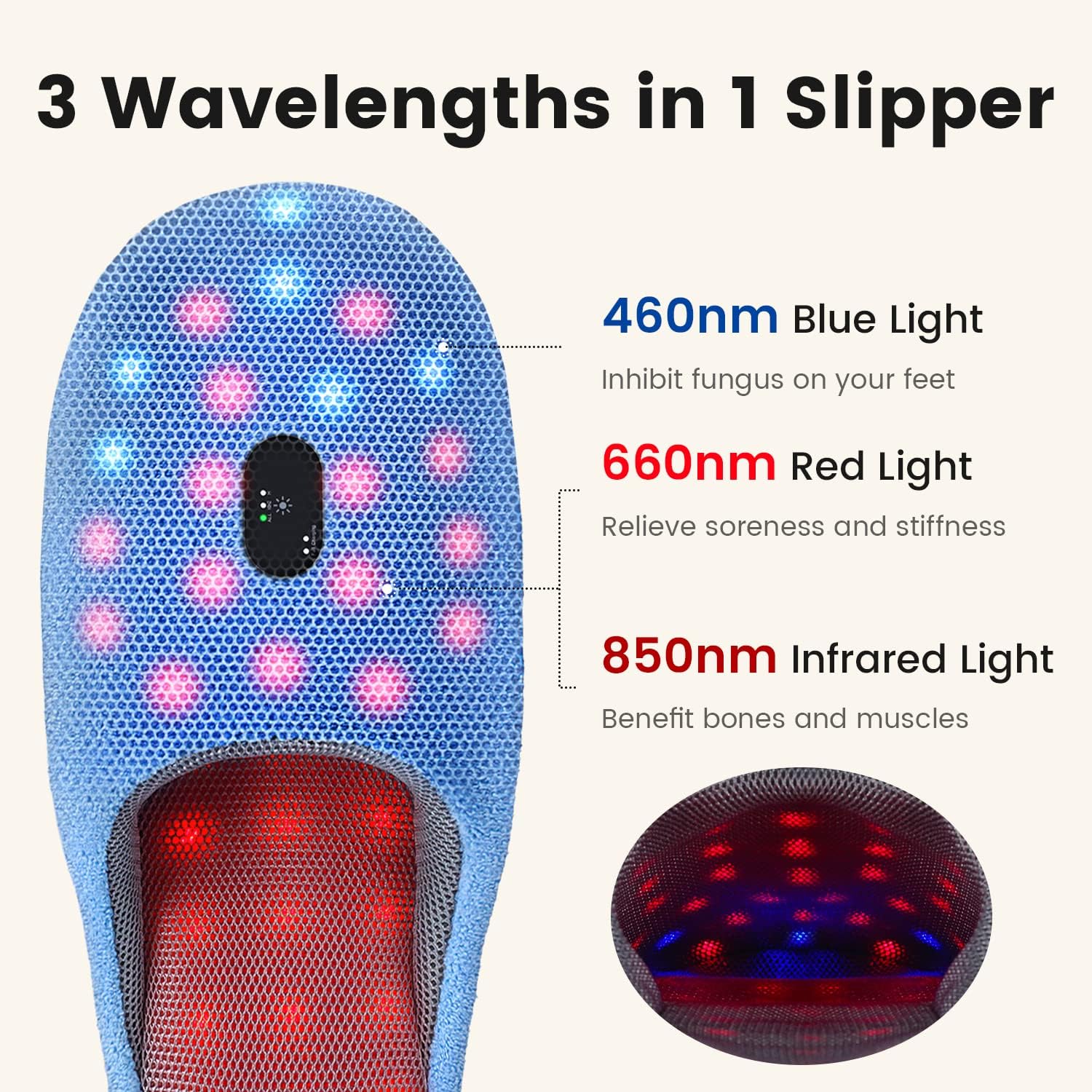 Scienlodic Rechargeable Red Light Therapy for Feet - Red and Blue Light Therapy Device at Home - 460nm & 660nm & 850nm with Pulse Mode for Feet Healthy- 2pcs - Image 4
