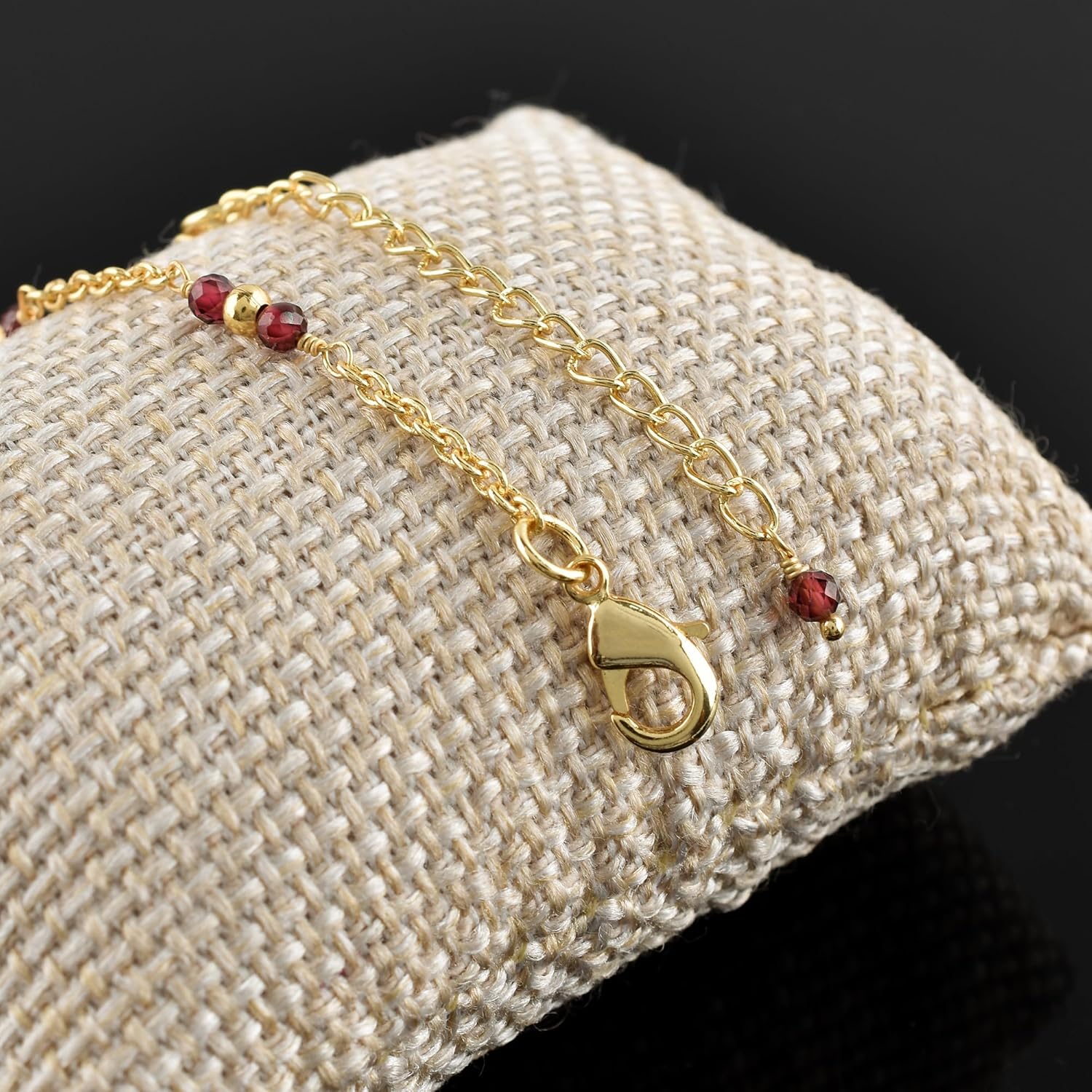 Anklet Gold Plated Ball Ankle Bracelet for Women Natural Stone Handmade Boho Summer Beach Jewelry 9+1.5 inch Chakra Crystal Christmas Gifts - Image 3