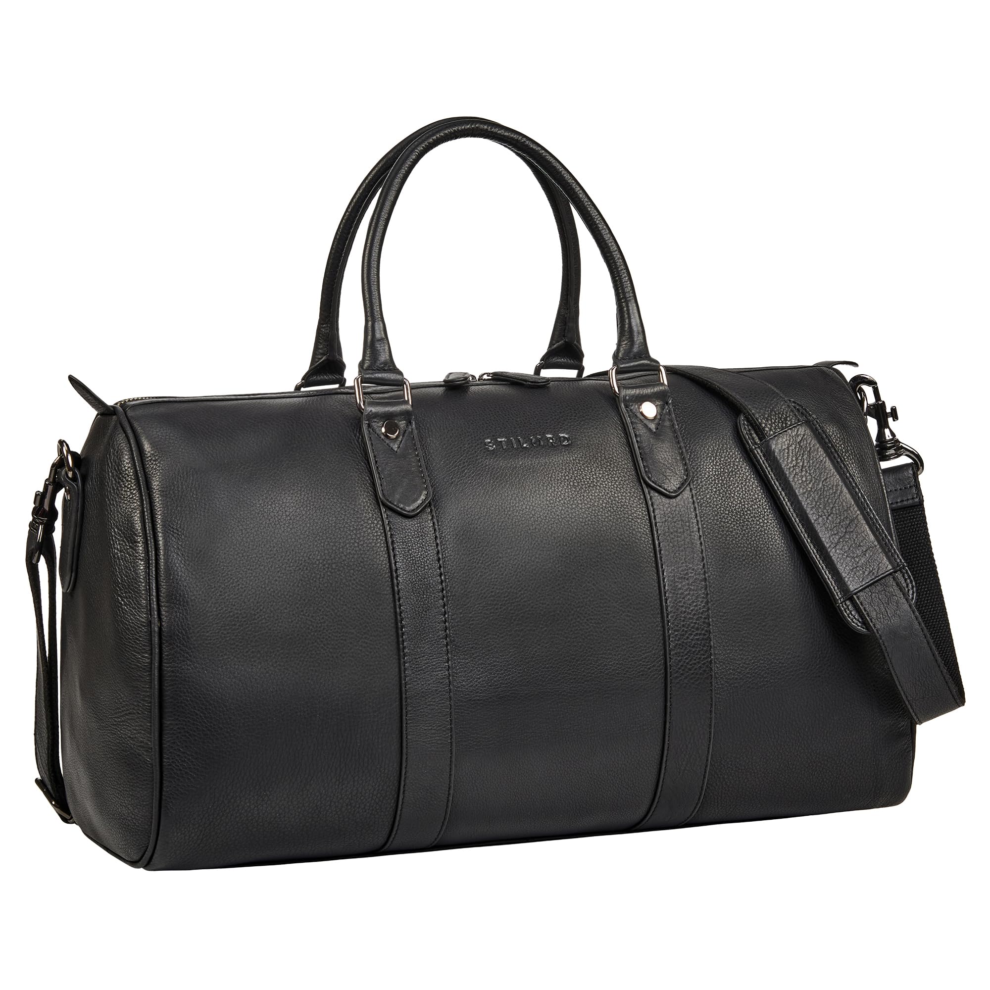 STILORD 'Santiago' Vintage Reisetasche Leder Herren & Damen Weekender zum Umhängen - Kleine Handgepäck Tasche Echtleder Sporttasche 28L Travel Bag für Kurztrip & Business, Farbe:schwarz