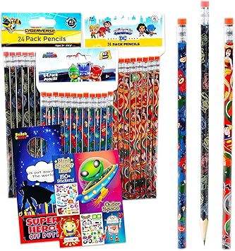Bulk Pencils for Boys Classroom - Bundle with 72 Pencils for Preschool Kindergarten Classroom Prize Box Featuring Transformers, DC Super Friends, PJ Masks | Toddler Party Favors and Supplies