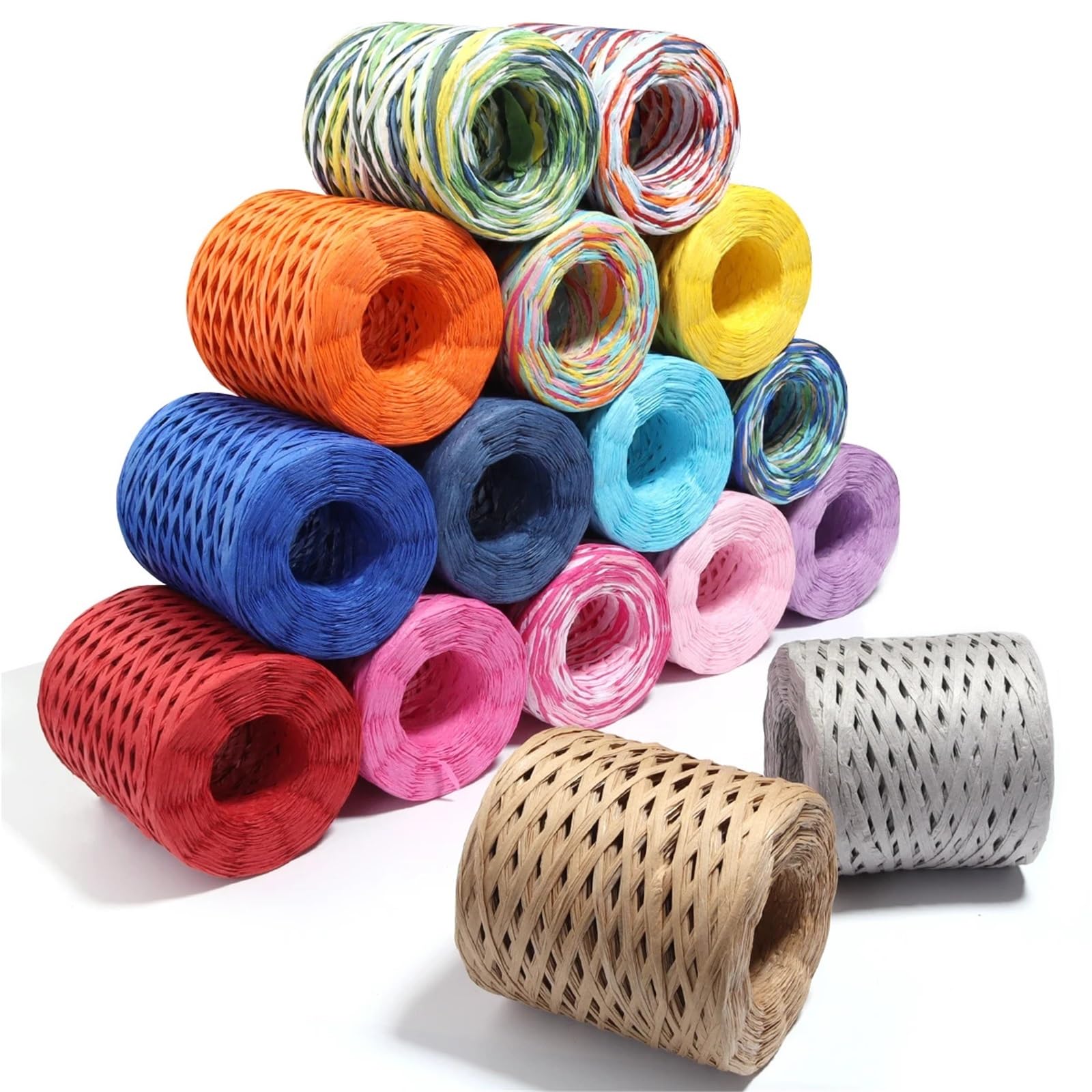 Wstążki z papieru rafii, Zestaw wstążek 6 200 metrów wielokolorowych do pakowania rękodzieła DIY(Purple)