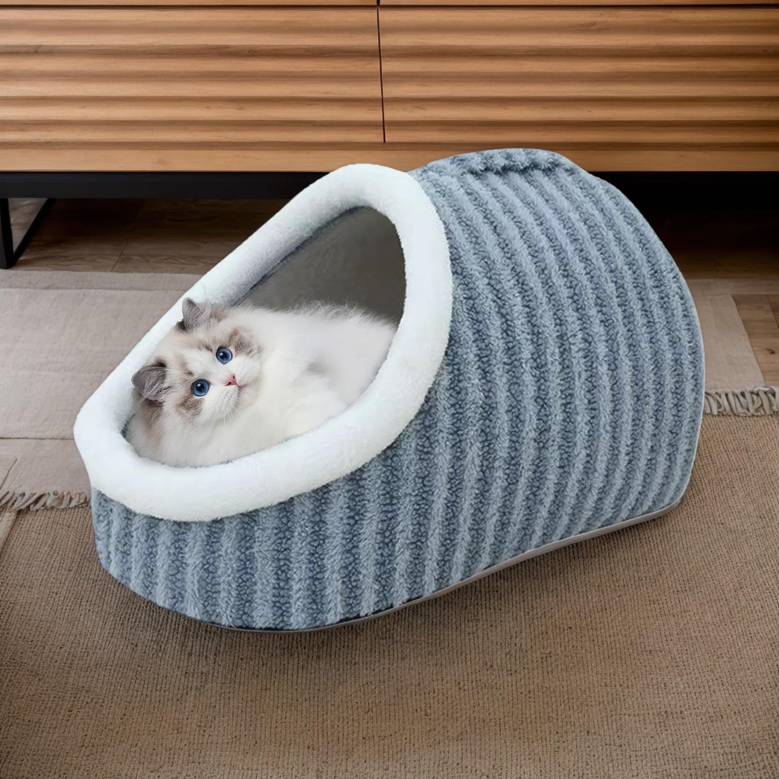 Cuccia Grotta Pantofola Gatto Cuccia Caverna Chiusa Lavabile Con Base | Pantofola Accogliente Per Animali Da Interno per Gatti, e Cani di Piccola e Media Taglia