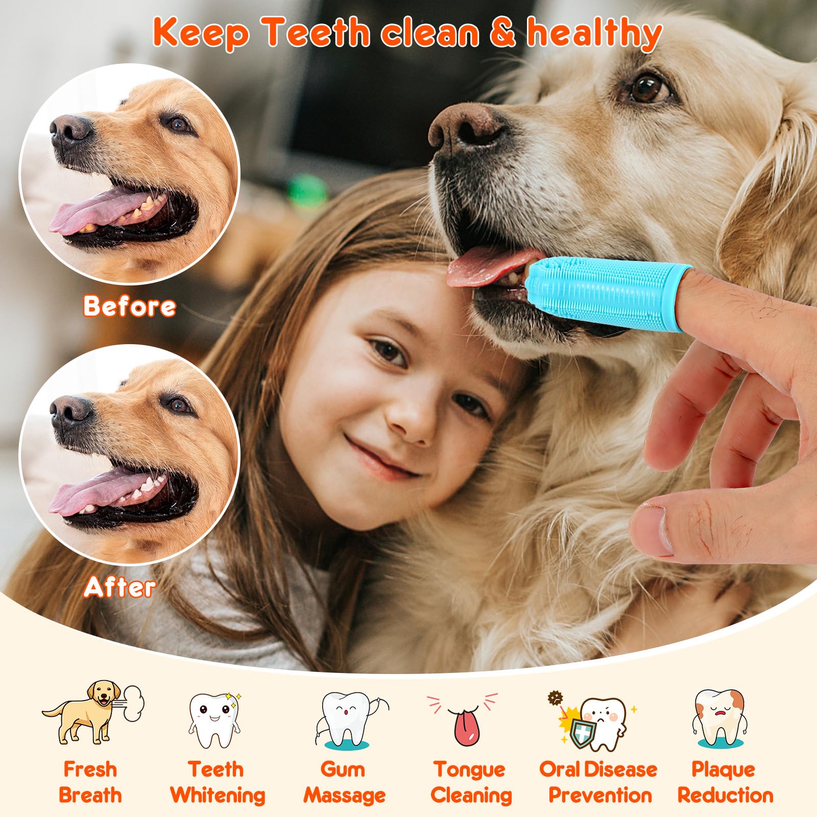 Dog Finger Toothbrush, 4-Pack Finger Toothbrush for Dogs, Upgraded Pet Tooth Brushing Kit, A Fun Dog Teeth Cleaning Tool That Also Doubles as A Gum Massage, Suitable for Medium and Large Dogs. - image 3