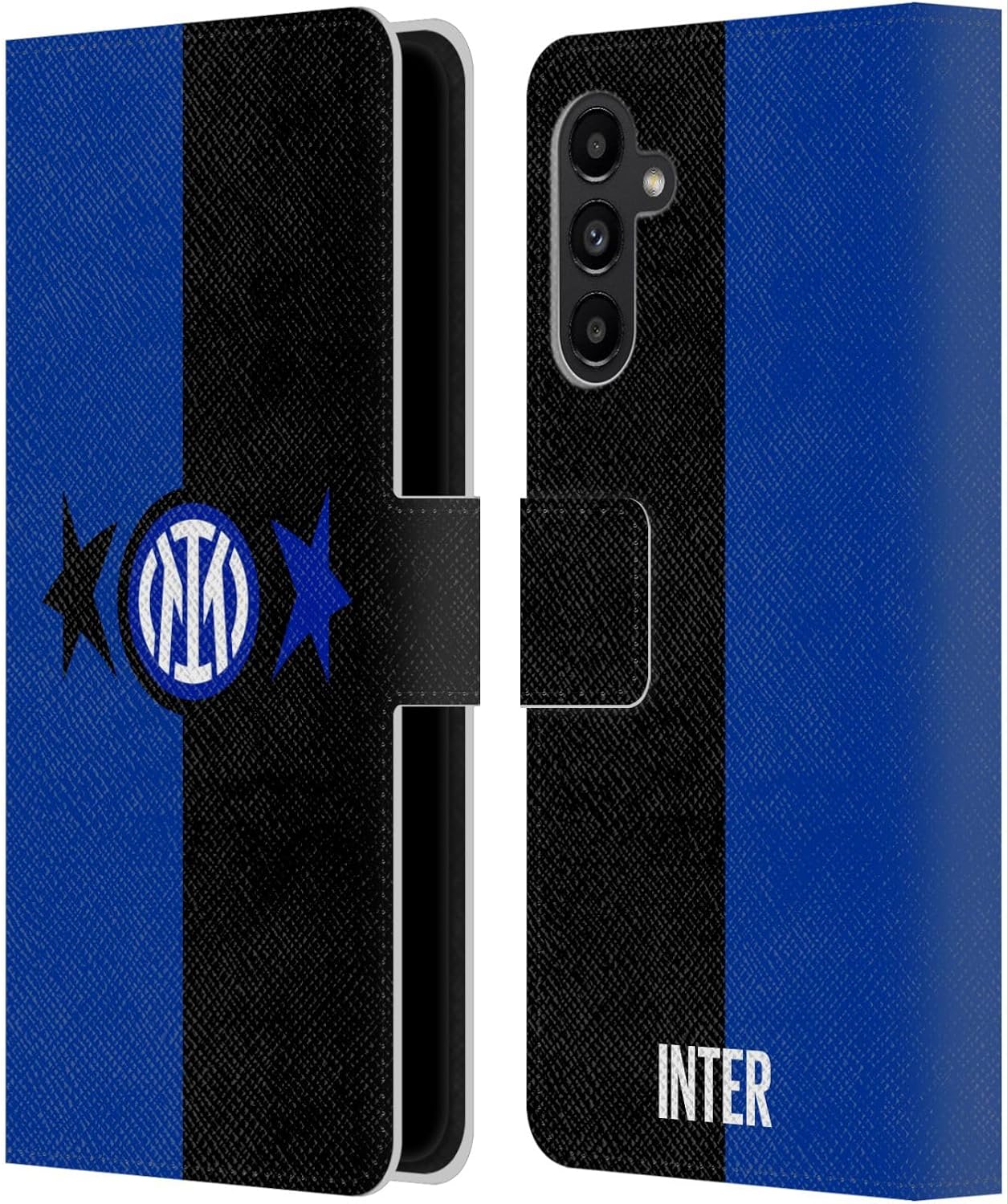 Head Case Designs Officially Licensed Inter Milan Black & Blue IM 2Stars Leather Wallet Case Compatible with Samsung Galaxy A13 5G (2021)