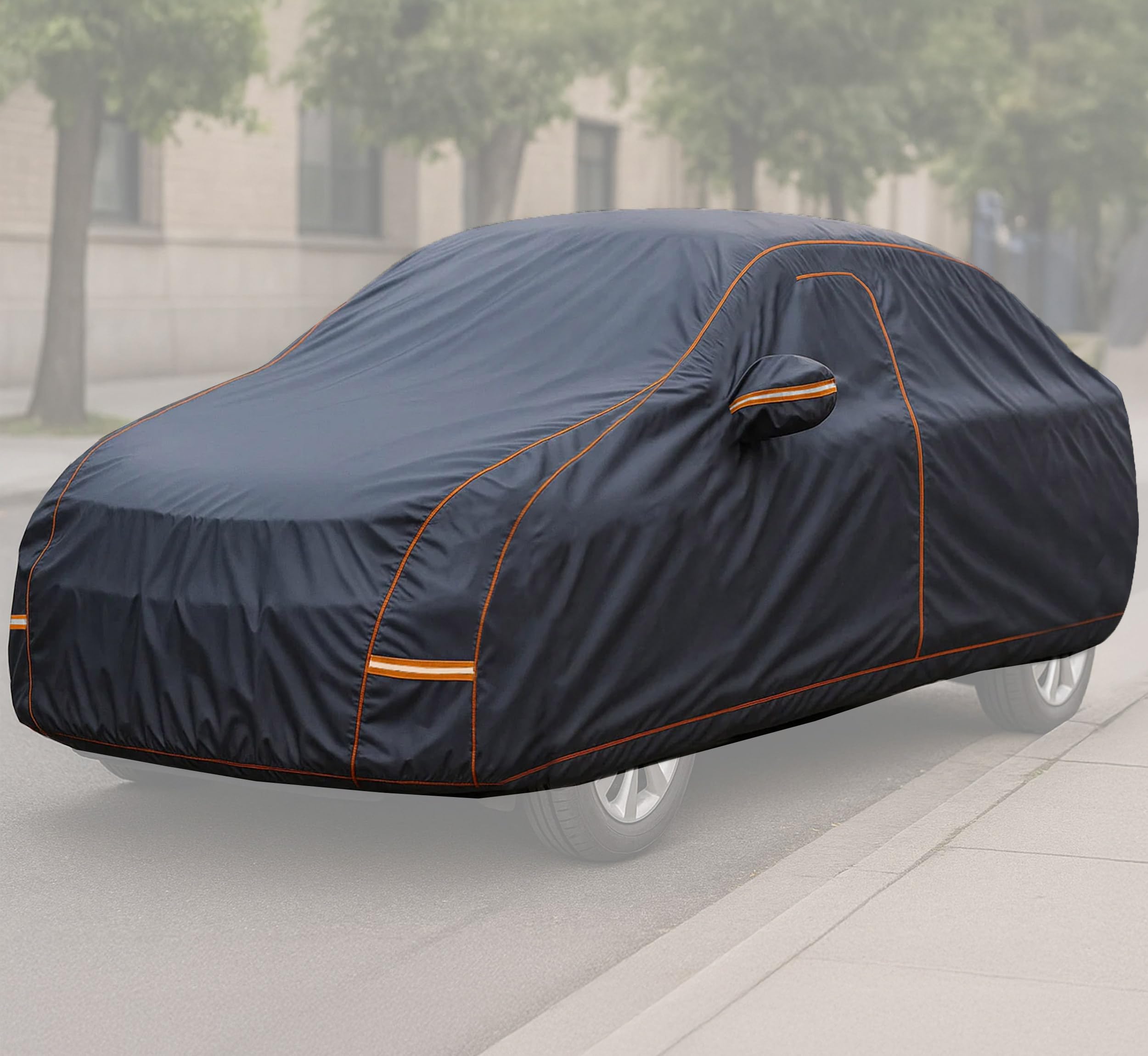 Auto Accessori Lupex - Telo copriauto felpato impermeabile, resistente alle intemperie, taglia XL per berline fino a 530 cm, in tessuto PVC, con zip laterale, da esterno e interno