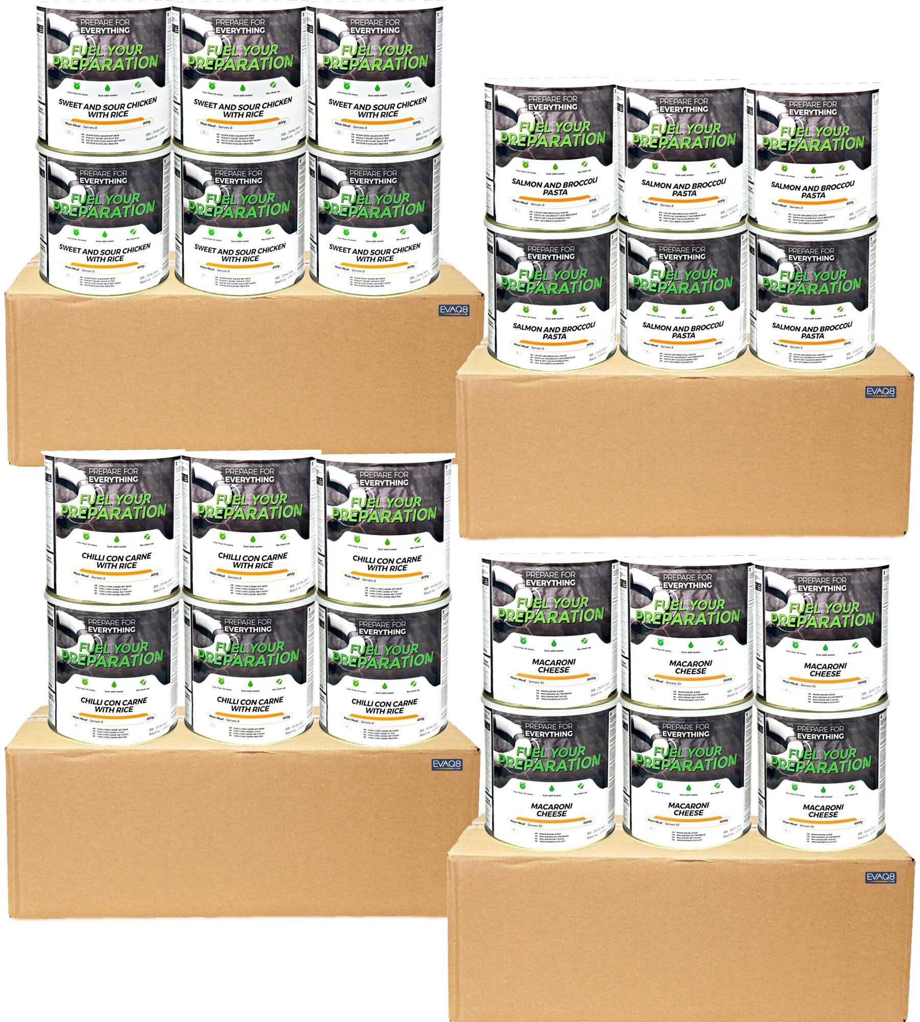 Fuel Your Preparation 24x Freeze Dried Food Tins - 6 Months Supply - Up To 25 Year Shelf Life - Made in the UK