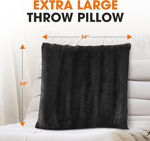 Miniatura 10 de Cheer Collection - Juego de 2 almohadas decorativas con fundas de cuero sintético, cojines para sofá