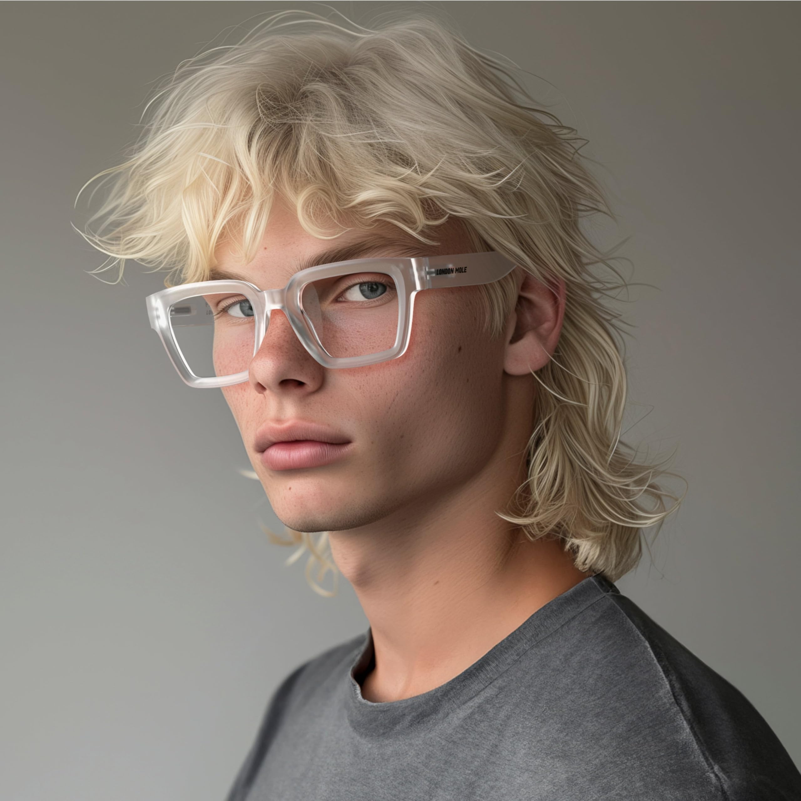 LONDON MOLE® Phoenix large oversized reading glasses, Rubberised Transparent - Image 4