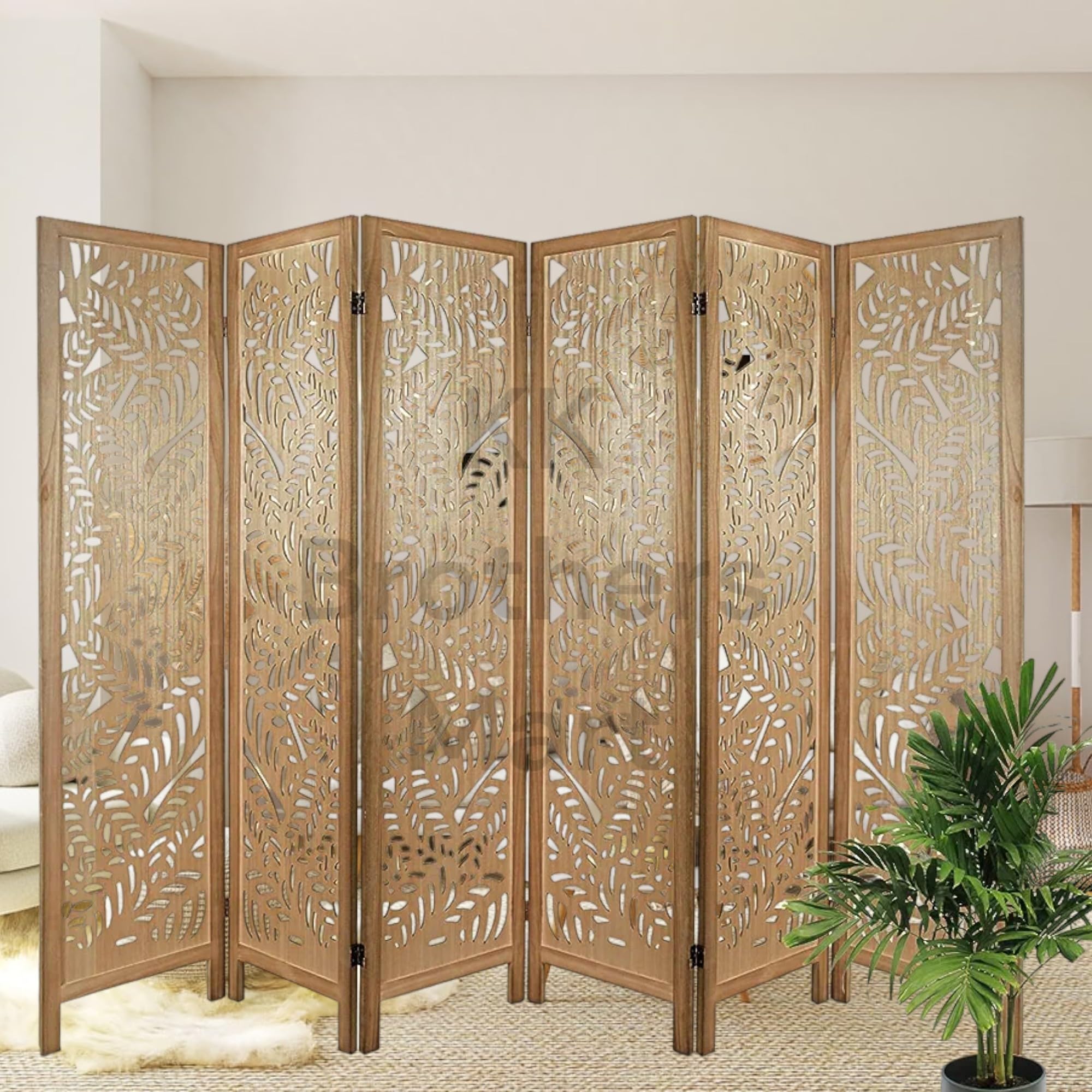 KK Brothers Mart Wooden Room Partition for Living Room | Room Wall Divider | Hall Partition Furniture for Bedroom, Office, Restaurant (6 Panel)