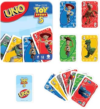 Mattel Games UNO Disney and Pixar Toy Story 5 Card Game | Movie-Inspired Deck with Special Movie Fule, For Kid & Family Nights, Play During Parties, Travel & Camping, JLX06