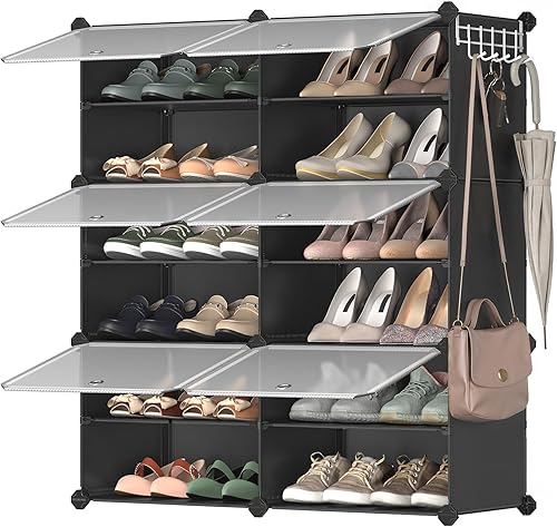 Miniatura 14 de SONGMICS Organizador de Estantes para Zapatos, Gabinete de Almacenamiento de Zapatos de 12 Niveles para Clóset y Entrada, Capacidad para 48 Pares de