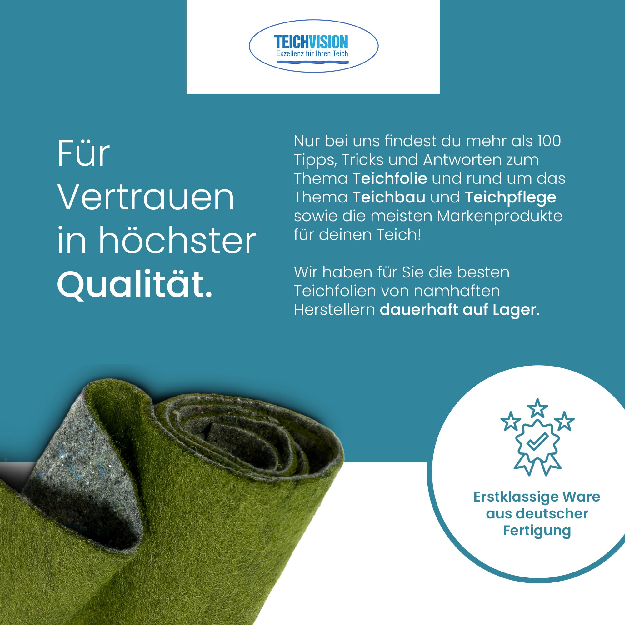 TeichVision Ufermatte grün 8 mm Böschungsmatte Teich 1,20 m x 14 m