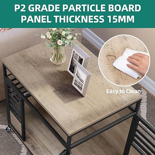Miniatura 5 de YITAHOME Mueble de jaula para perros de 39 pulgadas con ruedas, mesa de madera resistente para perros con puertas dobles resistentes a las
