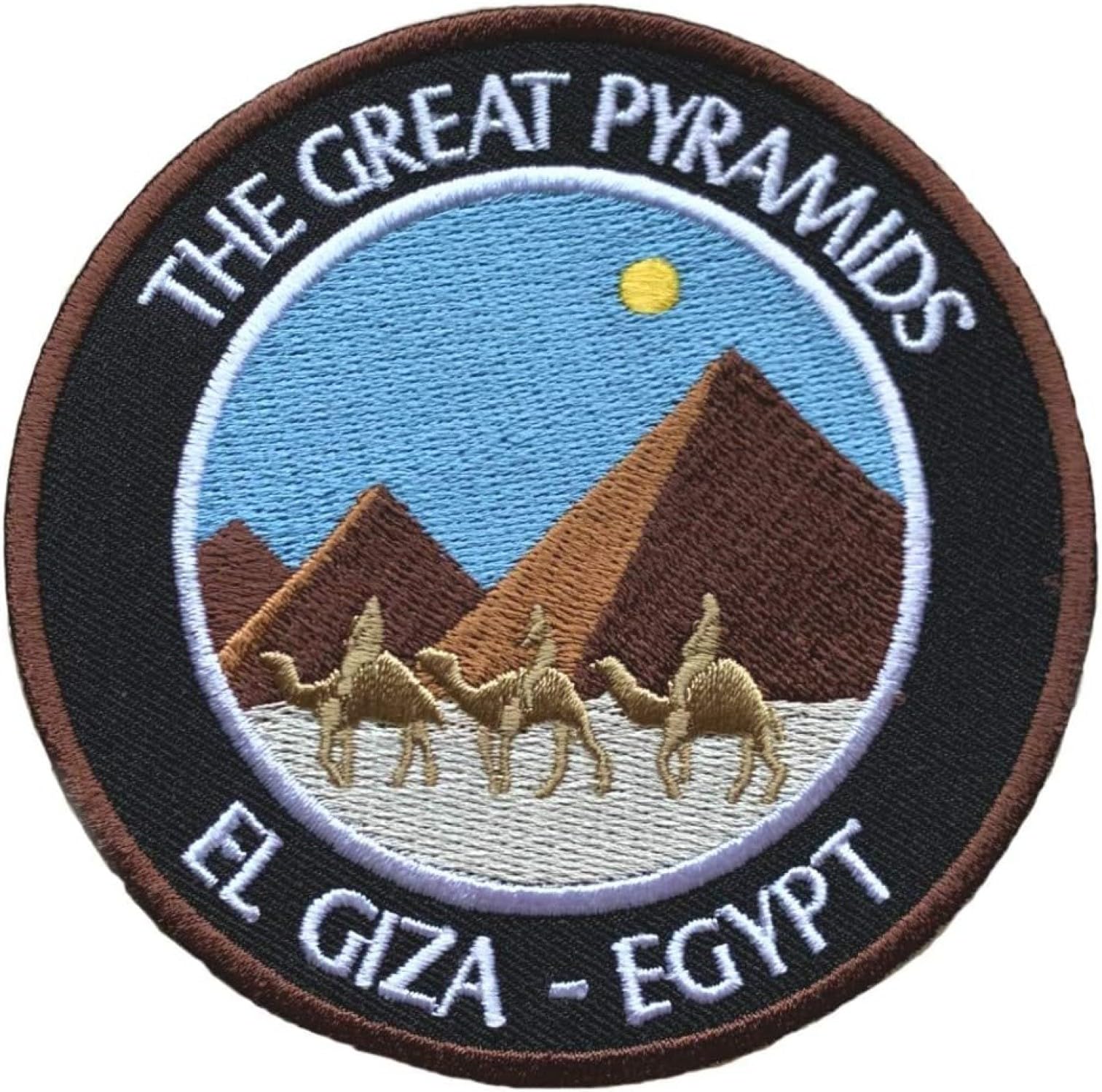 The Great Pyramids Giza Egypt Patch Embroidered Iron / Sew on Badge (3.5 Inch) Trek Applique Emblem