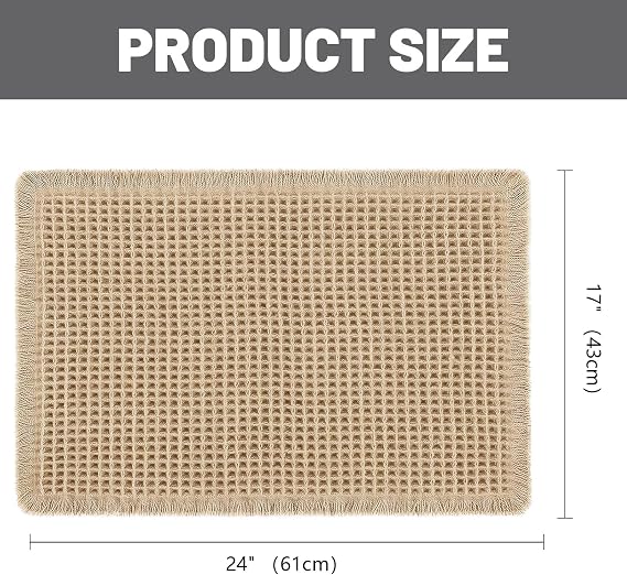 AIBIIN Waffle Bath Mat Super Absorbent Non Slip Machine Washable Rubber Backing Bath Mats for Bathroom Floor Ultra Soft Mat for Living Room Door Mat 17 x 24 inch Brown
