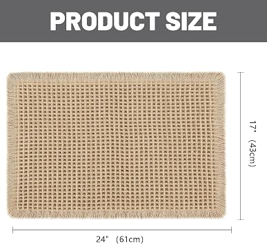 AIBIIN Waffle Bath Mat Super Absorbent Non Slip Machine Washable Rubber Backing Bath Mats for Bathroom Floor Ultra Soft Mat for Living Room Door Mat 17 x 24 inch Brown