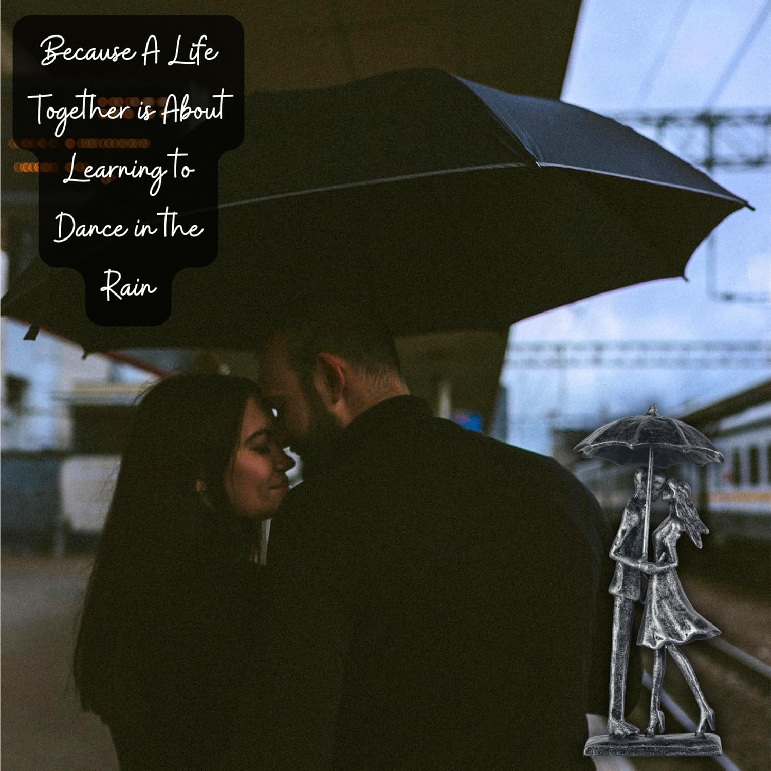 6th Anniversary Iron Sculpture Gift – Romantic Couple Statue for Her, Handcrafted Black Metal Decor – Wedding, Valentine’s, Birthday Keepsake - Image 6