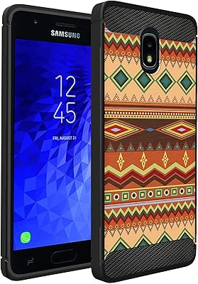 CasesOnDeck Case Compatible with [J7 (2018)/ J7 Refine/ J7 Eon/ J7 Star/ J7 Top/ J7 Aero/ J7 Crown/ J7 Aura] Slim Black Flexible Sleek Shock Protection TPU Case (Autumn Tribal Pattern)