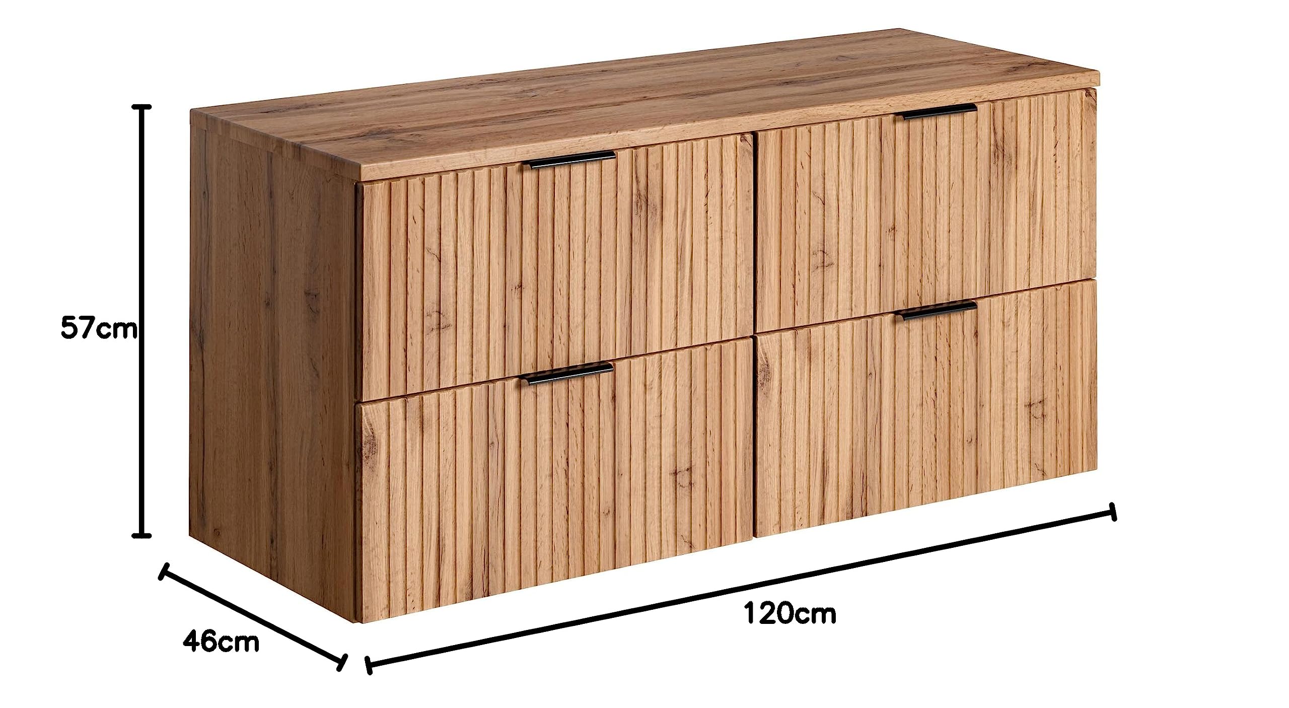 PIASKI Mueble de Lavabo Doble 120 cm ADEL Oak, Con Encimera o Empotrado, Colgante, Para Baño (Con Encimera)