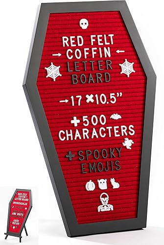 Miniatura 9 de Nomnu Tablero de letras con forma de ataúd y fieltro morado, estilo gótico y espeluznante, 17 x 10.5pulgadas, 500 caracteres blancosnegros, soporte