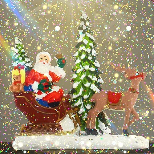 Miniatura 5 de Linterna de Navidad con globos de nieve, linterna de Navidad con música y temporizador, linterna de decoración de globo de nieve de Papá Noel de